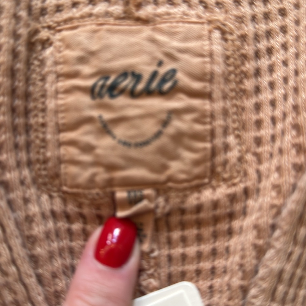 NWT!  Aerie Lumberjane waffle polo sweatshirt, size XXS - Picture 4 of 10